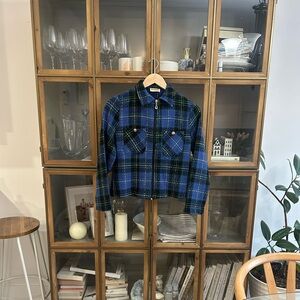 Vintage Plaid Zip-Up Top